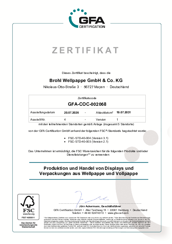 FSC Zertifikat
