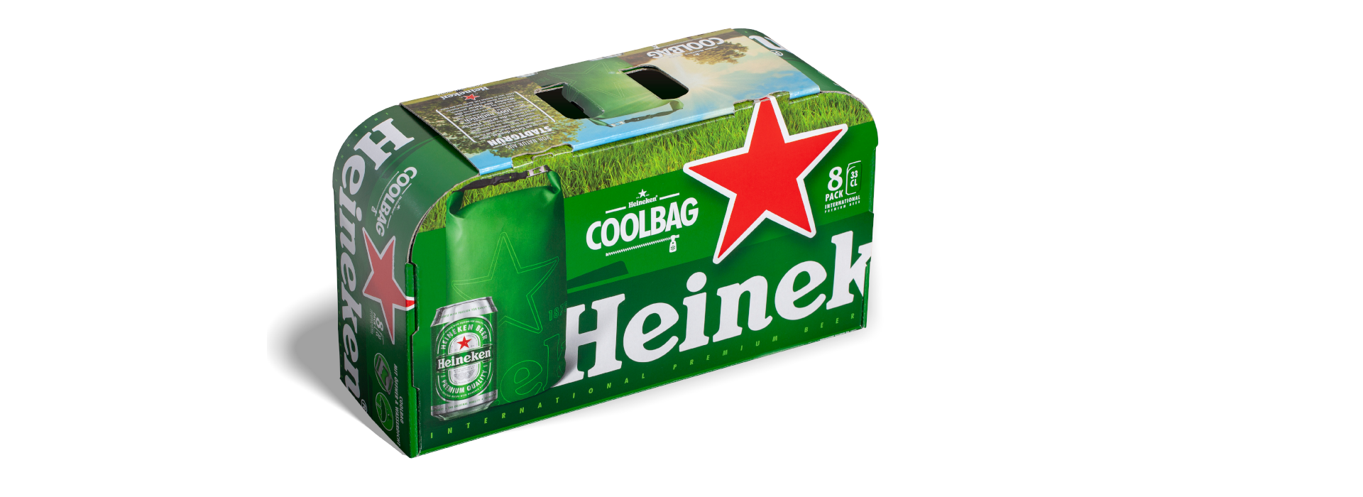 Runde Verpackung für Getränkedosen von Heineken von Brohl Wellpappe hergestellt mit der Arcwise Technologie erstmals ermöglicht, zweiseitig gedeckte Wellpappe zu produzieren, die sich knickfrei rund biegen lässt. 